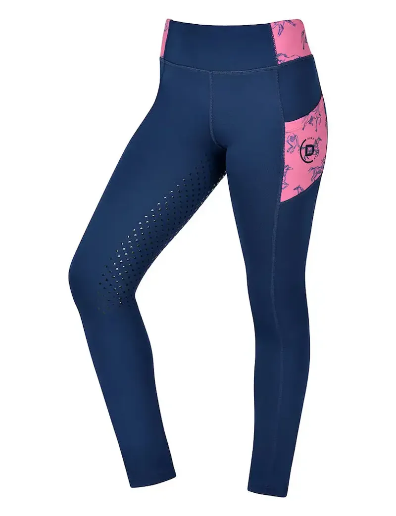 Dublin Kids Everyday Riding Tights - Navy/Frolicking Horses