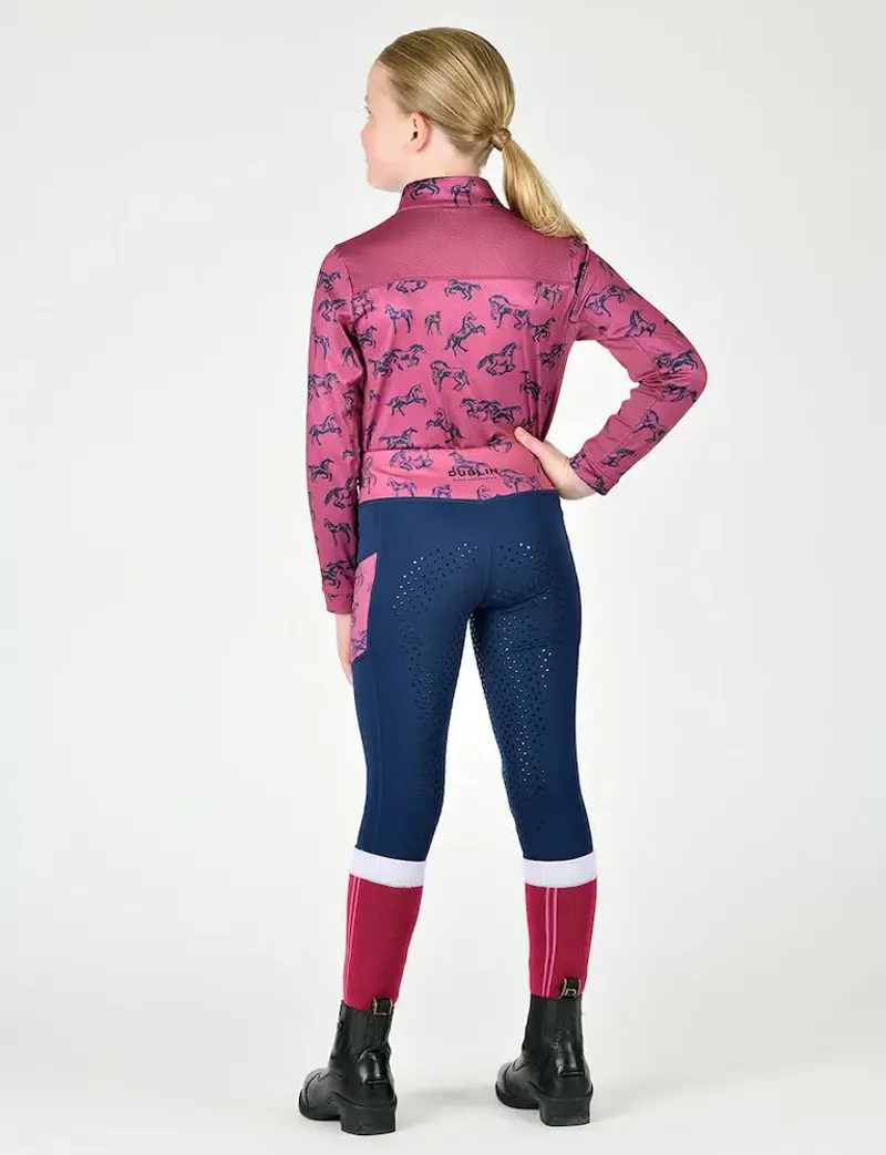 Dublin Kids Everyday Riding Tights - Navy/Frolicking Horses-4