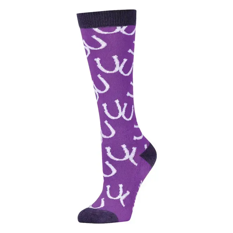 Dublin Kids Single Pack Socks - Purple Horseshoes