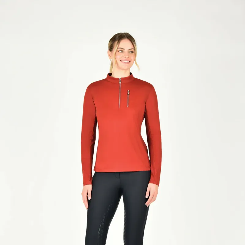 WeatherBeeta Ladies Reno Long Sleeve Riding Top - Red Ochre