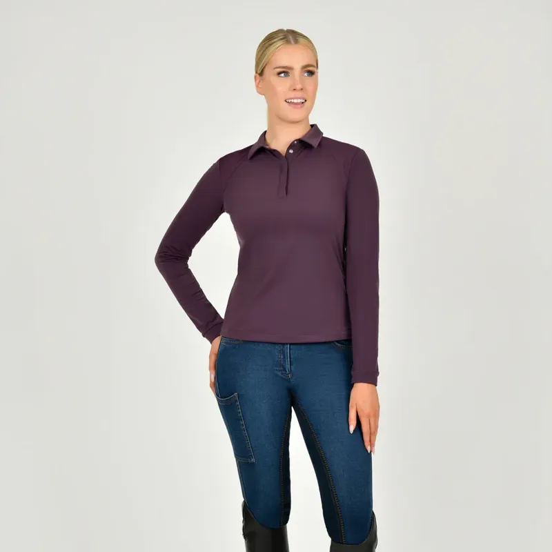 Dublin Ladies Thelma Thermal Long Sleeve Riding Polo - Plum Perfect