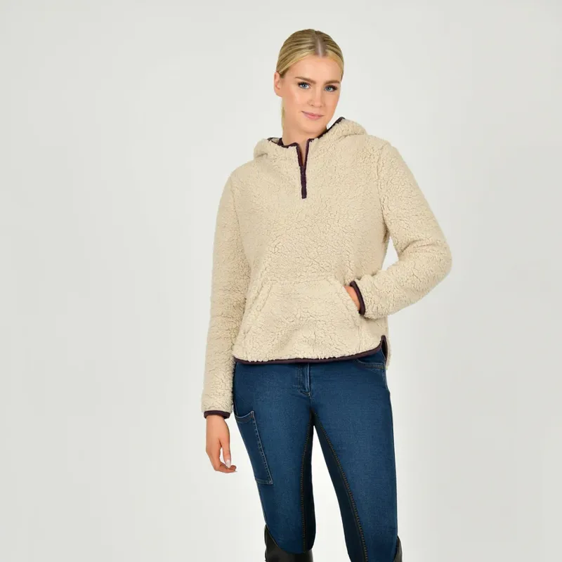 Dublin Talia Teddy Ladies Pullover - Natural/Plum Perfect Trim