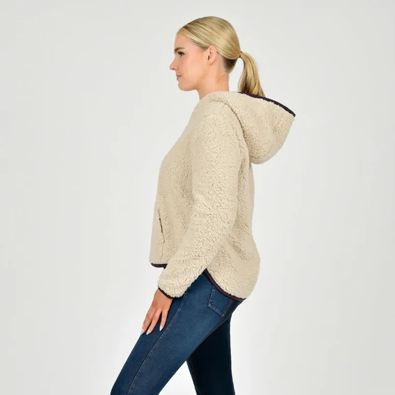 Dublin Talia Teddy Ladies Pullover - Natural/Plum Perfect Trim-2