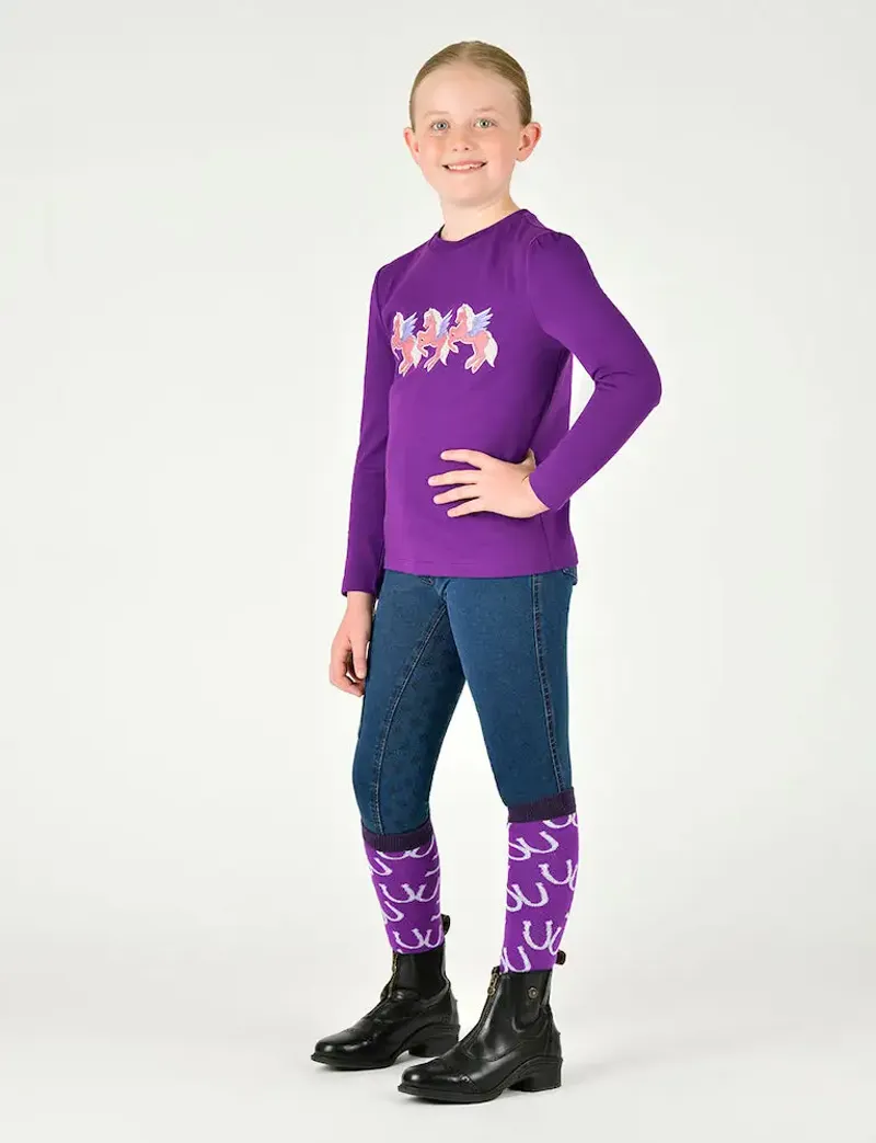 Dublin Kids Poppy Puff Sleeve Tee - Imperial Purple/Winged Ponies-2