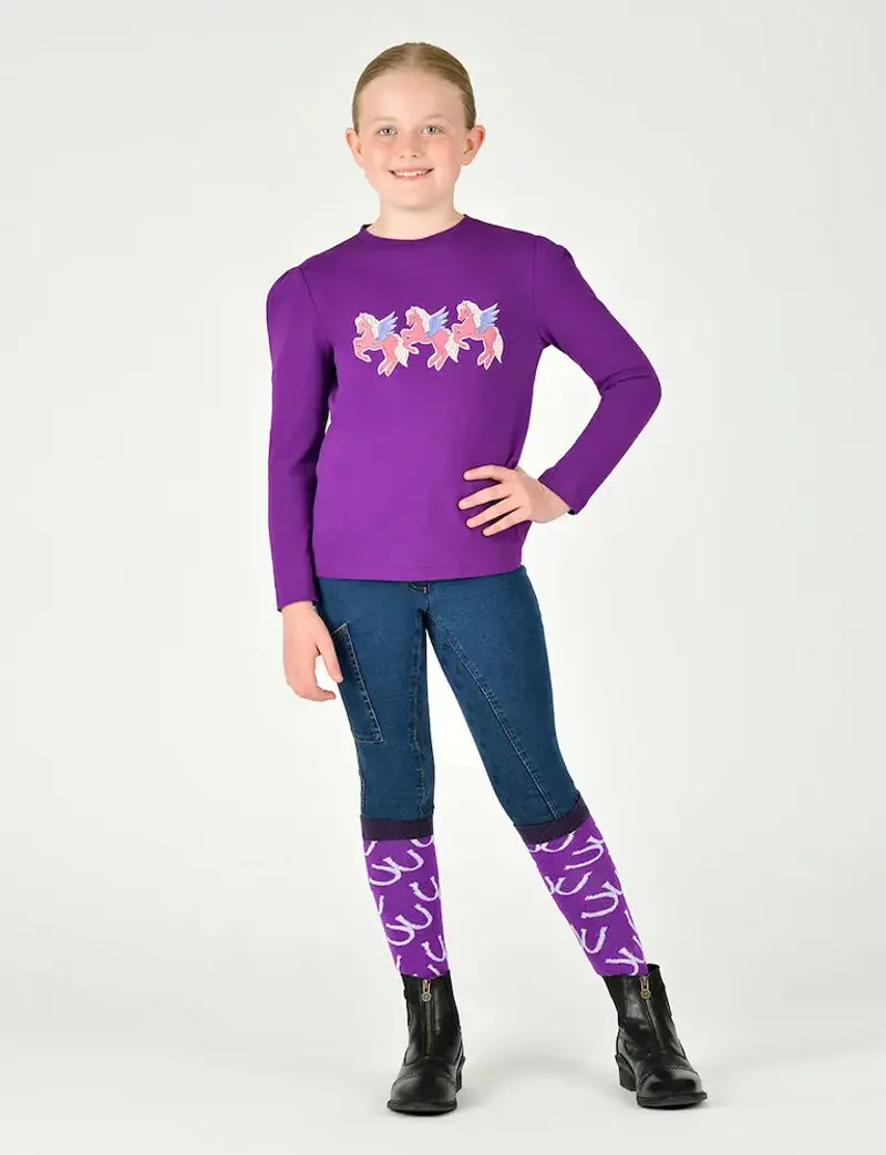 Dublin Kids Poppy Puff Sleeve Tee - Imperial Purple/Winged Ponies-3