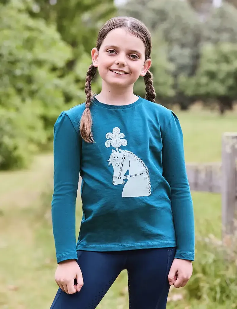 Dublin Kids Poppy Puff Sleeve Tee - Legion Blue/Pony Silhouette