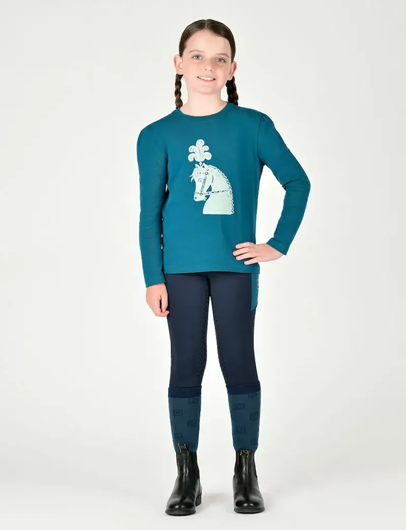 Dublin Kids Poppy Puff Sleeve Tee - Legion Blue/Pony Silhouette-4
