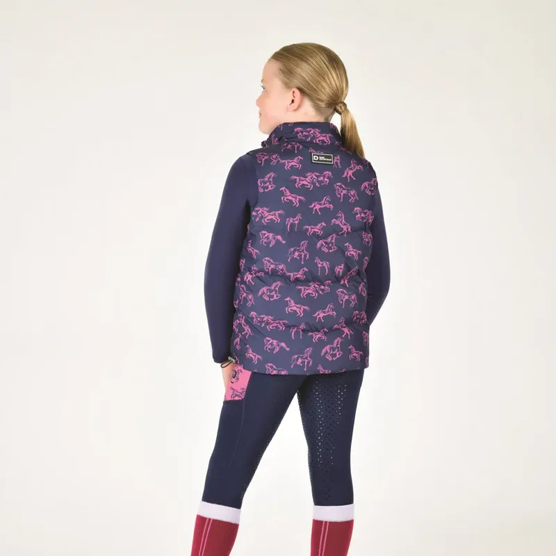 Dublin Kids Patrice Everyday Puffer Vest - Navy Frolicking Horses-1