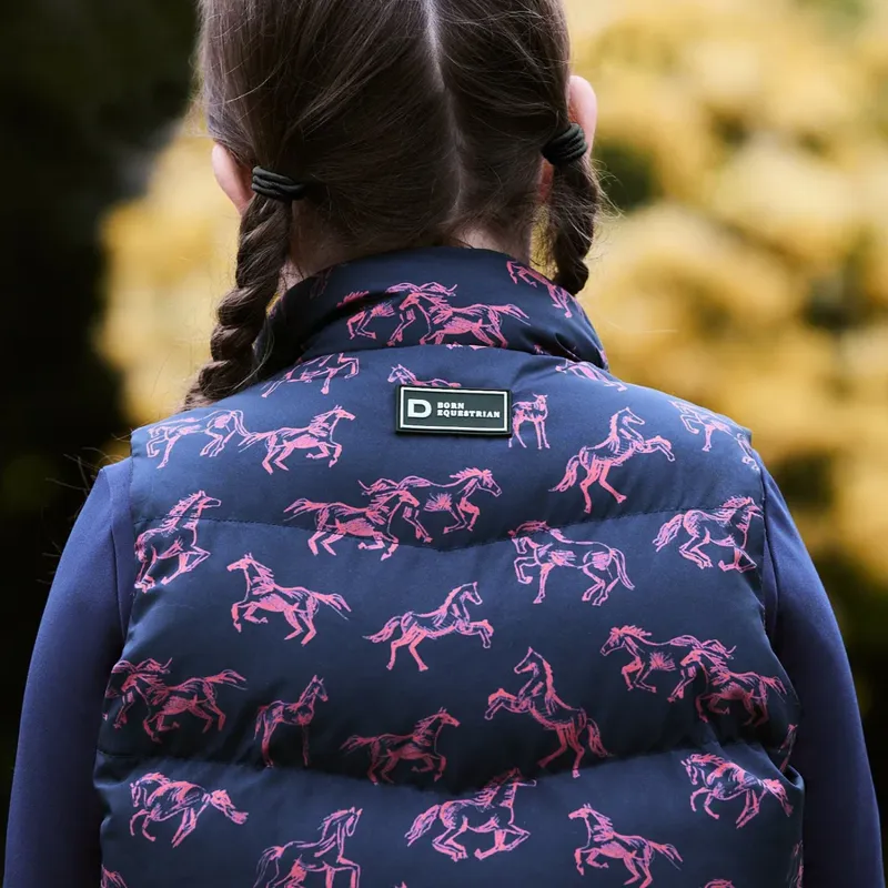 Dublin Kids Patrice Everyday Puffer Vest - Navy Frolicking Horses-4