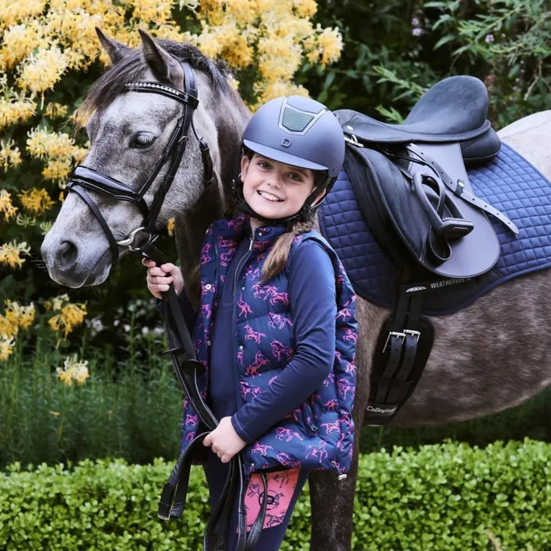 Dublin Kids Patrice Everyday Puffer Vest - Navy Frolicking Horses-7