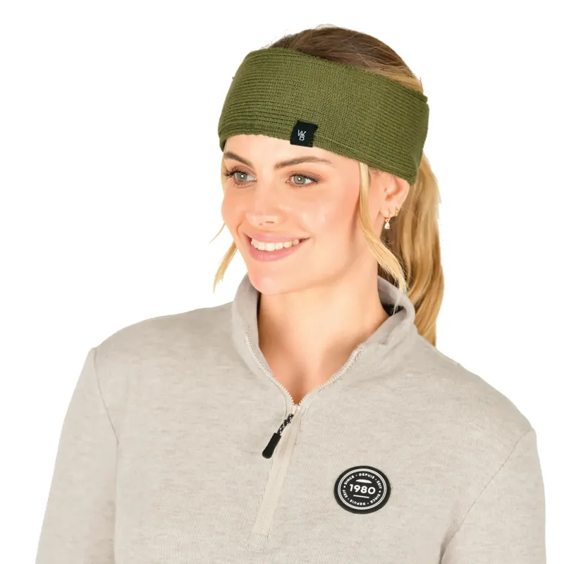 WeatherBeeta Fleece Lined Ponytail Headband - Olive-1