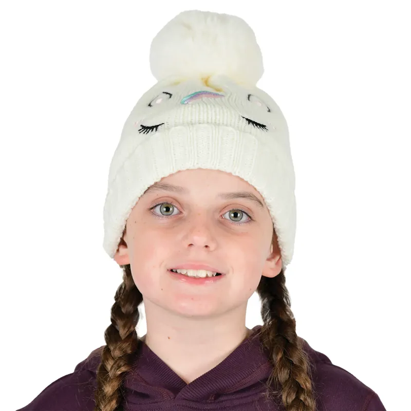 Dublin Kids Embroidered Unicorn Beanie - White