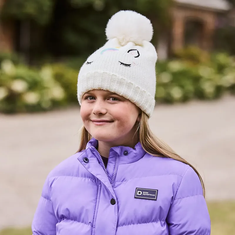 Dublin Kids Embroidered Unicorn Beanie - White-1