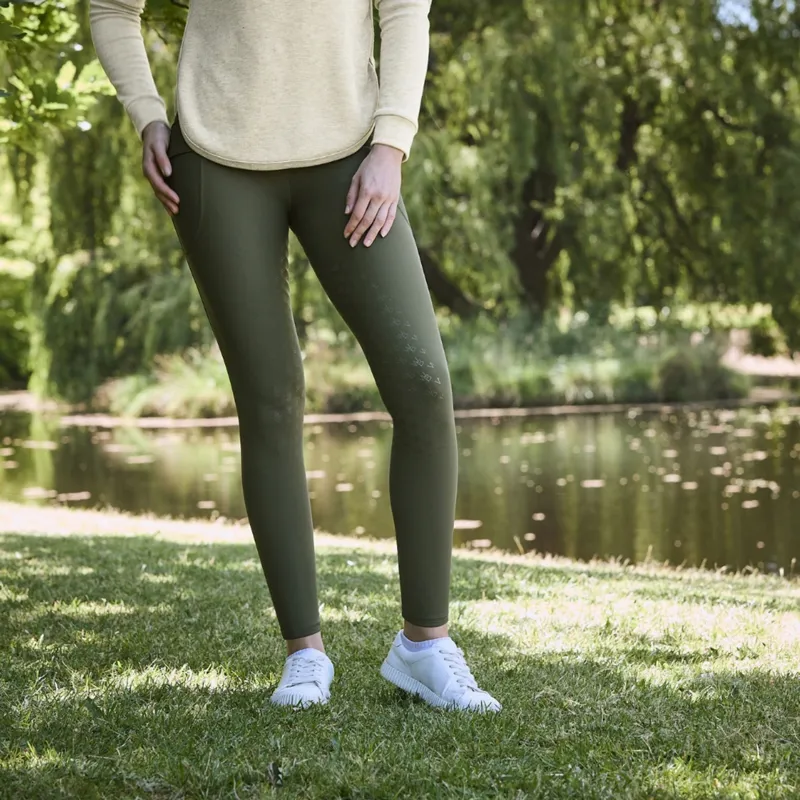 WeatherBeeta Thermal Ladies Riding Tights - Olive Night-5