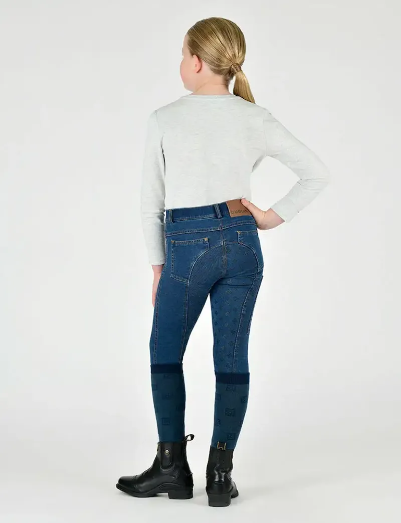 Dublin Kids Shona Denim Full Seat Breeches - Light Blue-5