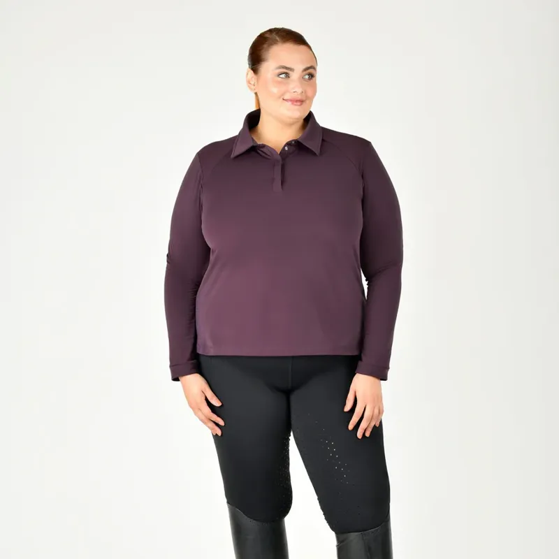 Dublin Curve Ladies Thelma Long Sleeve Riding Polo - Plum Perfect