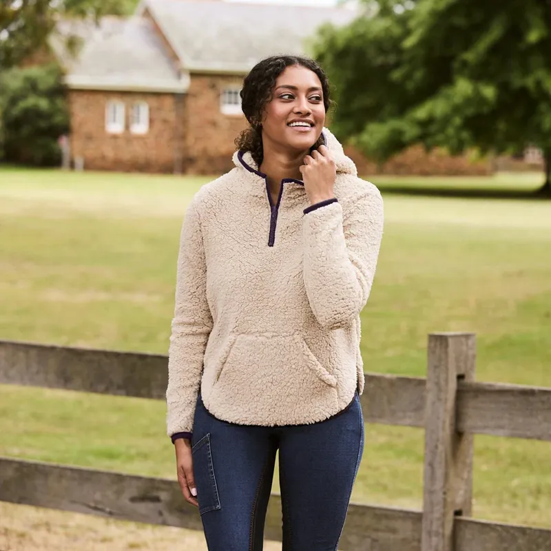 Dublin Curve Ladies Talia Teddy Pullover - Natural/Plum Perfect Trim-6