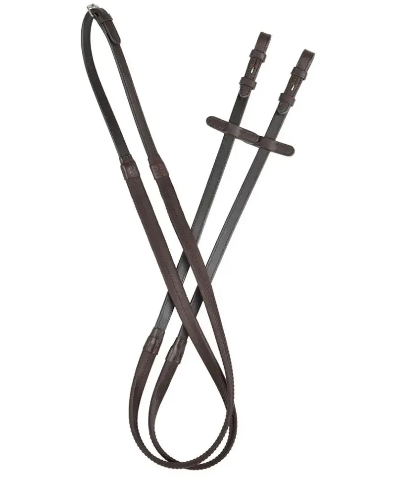Collegiate ComFiTec Opulux Plain Flat Rubber Reins - Dark Brown - 54 Inch
