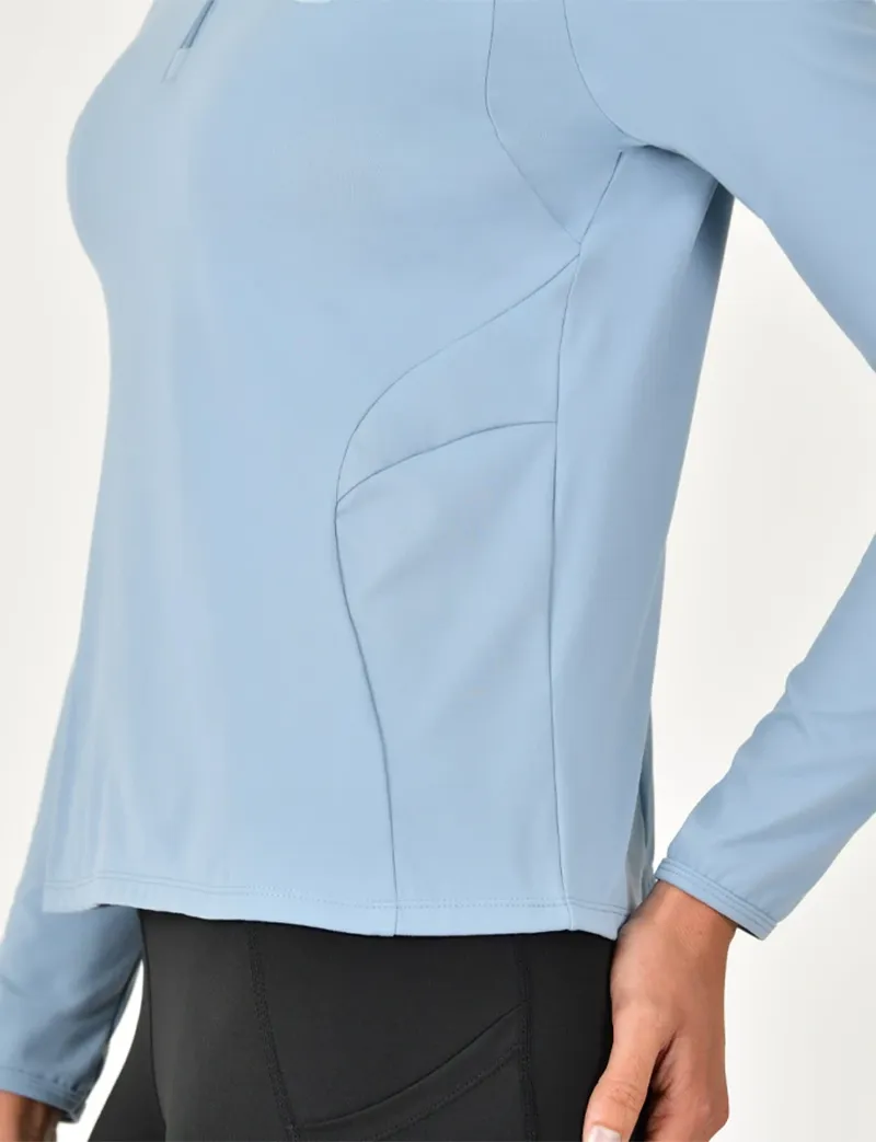 Dublin Brushed Fitted Ladies Base Layer Riding Top - Blue Fog-5