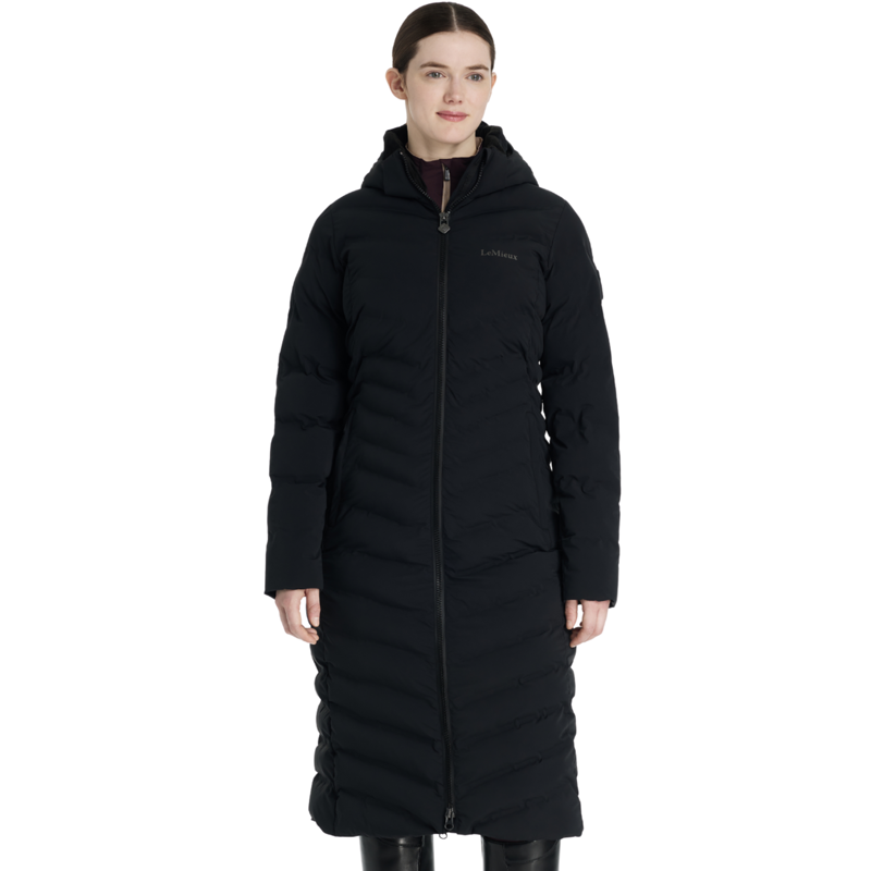 LeMieux Hayley Womens Water Resistant Longline Puffer Coat - Black-6