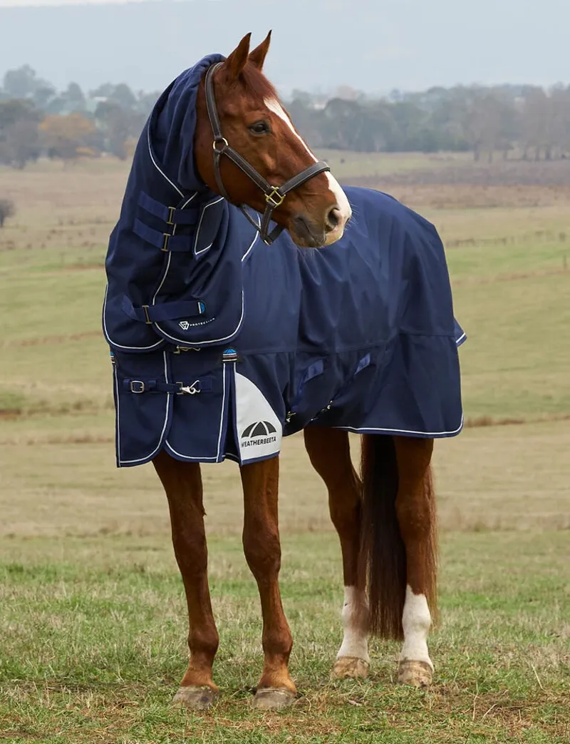 WeatherBeeta ComFiTec Ultra Detach-A-Neck 100g Turnout Rug - Navy-1