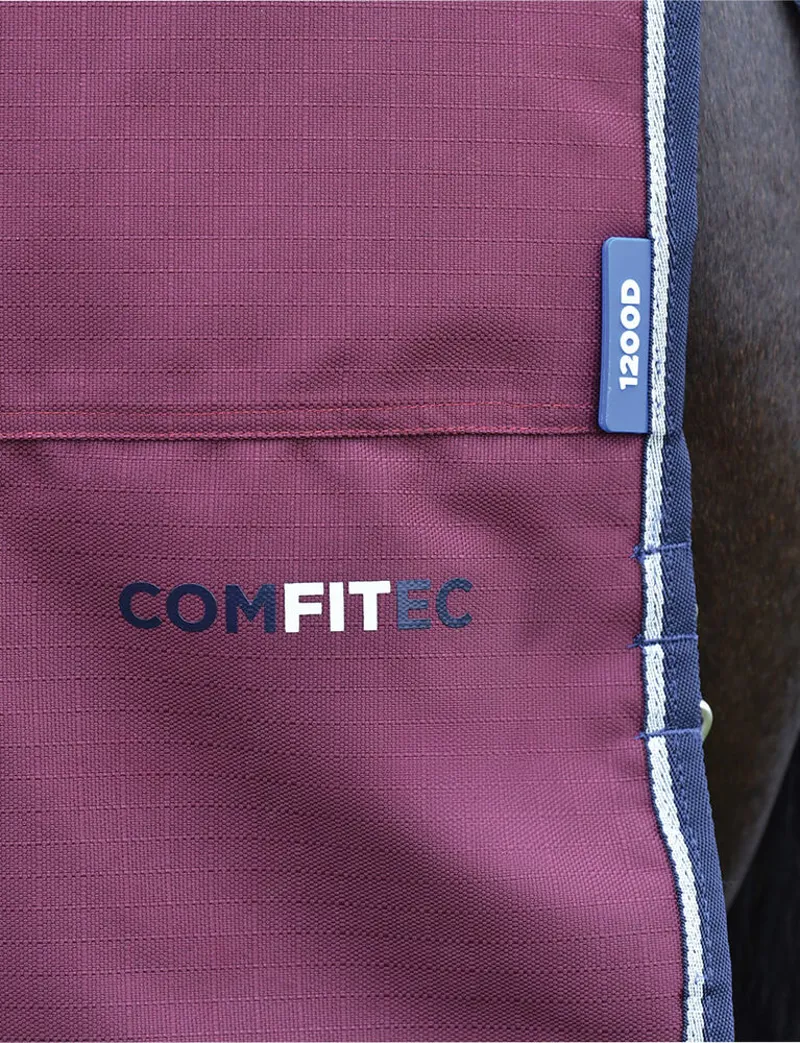 WeatherBeeta ComFiTec Essential 220g Turnout Rug - Burgundy/Navy-5
