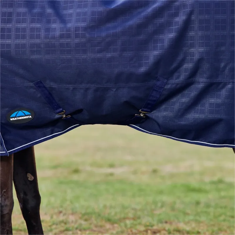 WeatherBeeta ComFiTec 220Gg Prelim Turnout Rug - Navy Embossed Plaid-2