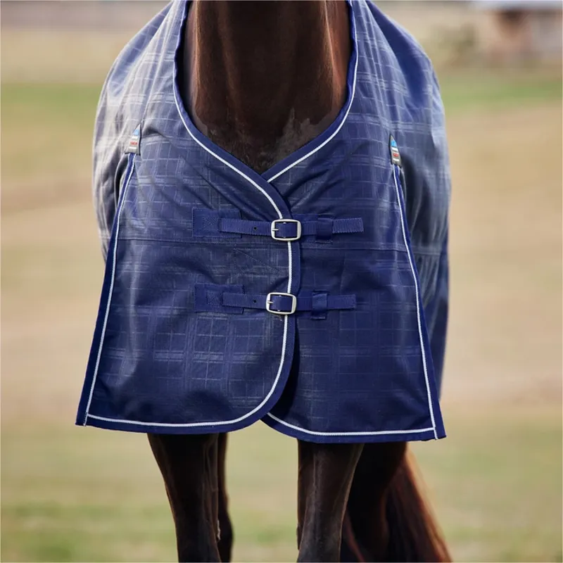 WeatherBeeta ComFiTec 220Gg Prelim Turnout Rug - Navy Embossed Plaid-4