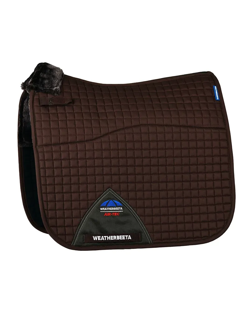 WeatherBeeta Prime Air-Tec Comfy Fleece Dressage Saddle Pad - Brown/Brown