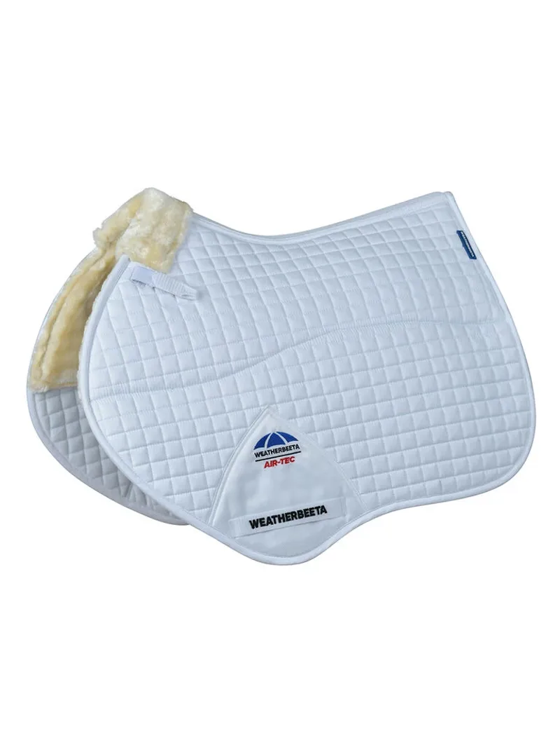 WeatherBeeta Prime Air-Tec Comfy Fleece Jump Shaped Saddle Pad - White/Natural