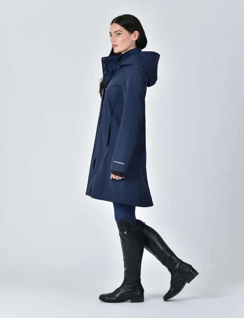 WeatherBeeta Protect Waterproof Longline Ladies Riding Jacket - Navy-2