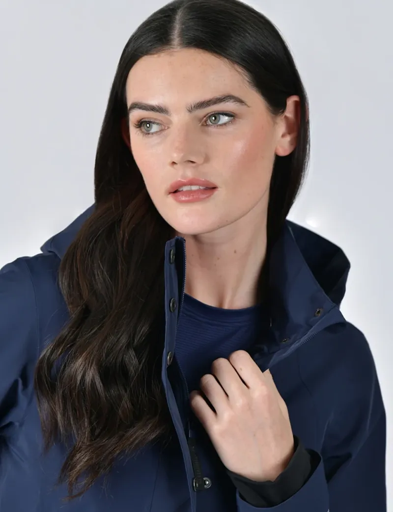 WeatherBeeta Protect Waterproof Longline Ladies Riding Jacket - Navy-4