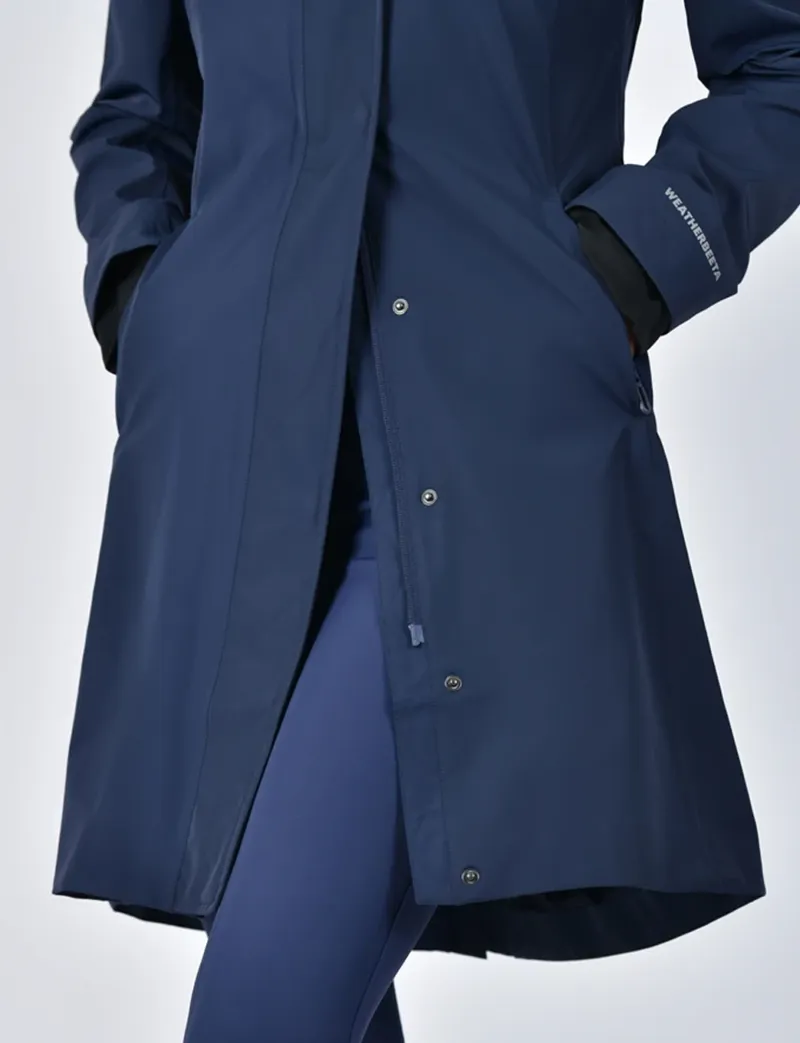 WeatherBeeta Protect Waterproof Longline Ladies Riding Jacket - Navy-5