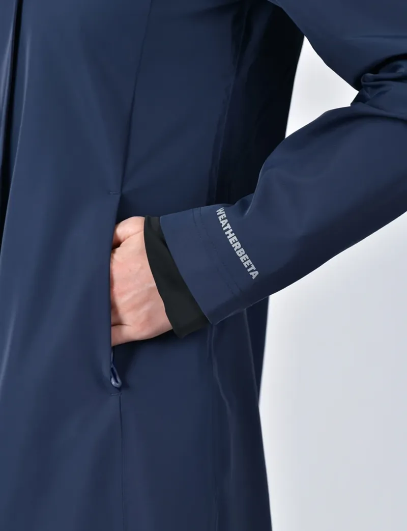 WeatherBeeta Protect Waterproof Longline Ladies Riding Jacket - Navy-6