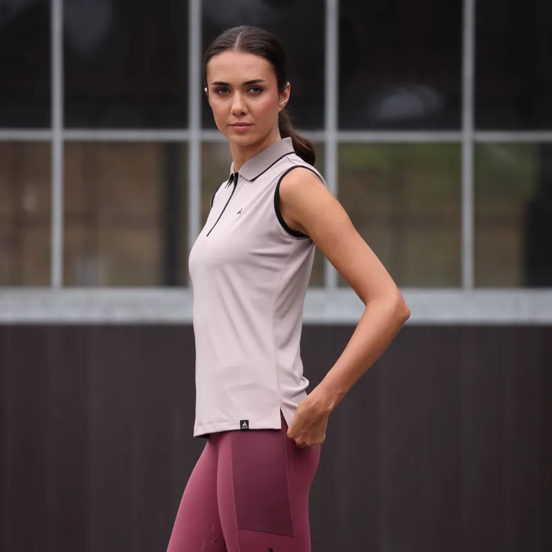 Shires Aubrion React Ladies Sleeveless Tech Polo - Sand-3