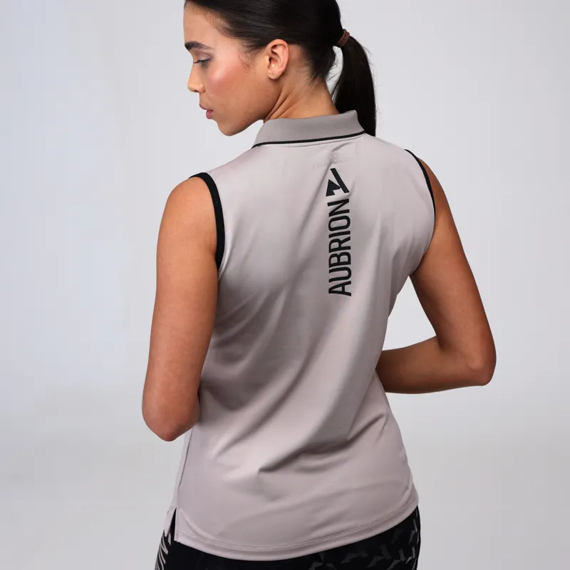 Shires Aubrion React Ladies Sleeveless Tech Polo - Sand-2