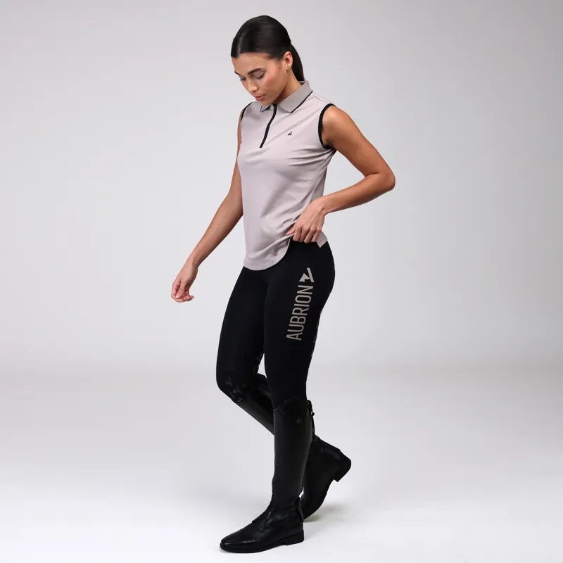 Shires Aubrion React Ladies Sleeveless Tech Polo - Sand-1