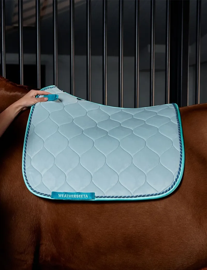 WeatherBeeta Velvet Dressage Saddle Pad - Blue-11