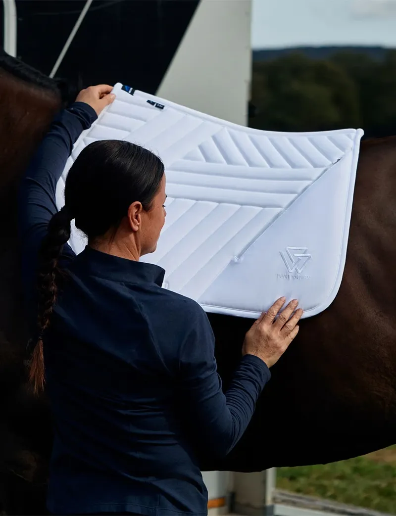 WeatherBeeta Softshell Pro Grip Euro Jump Saddle Pad - White-2