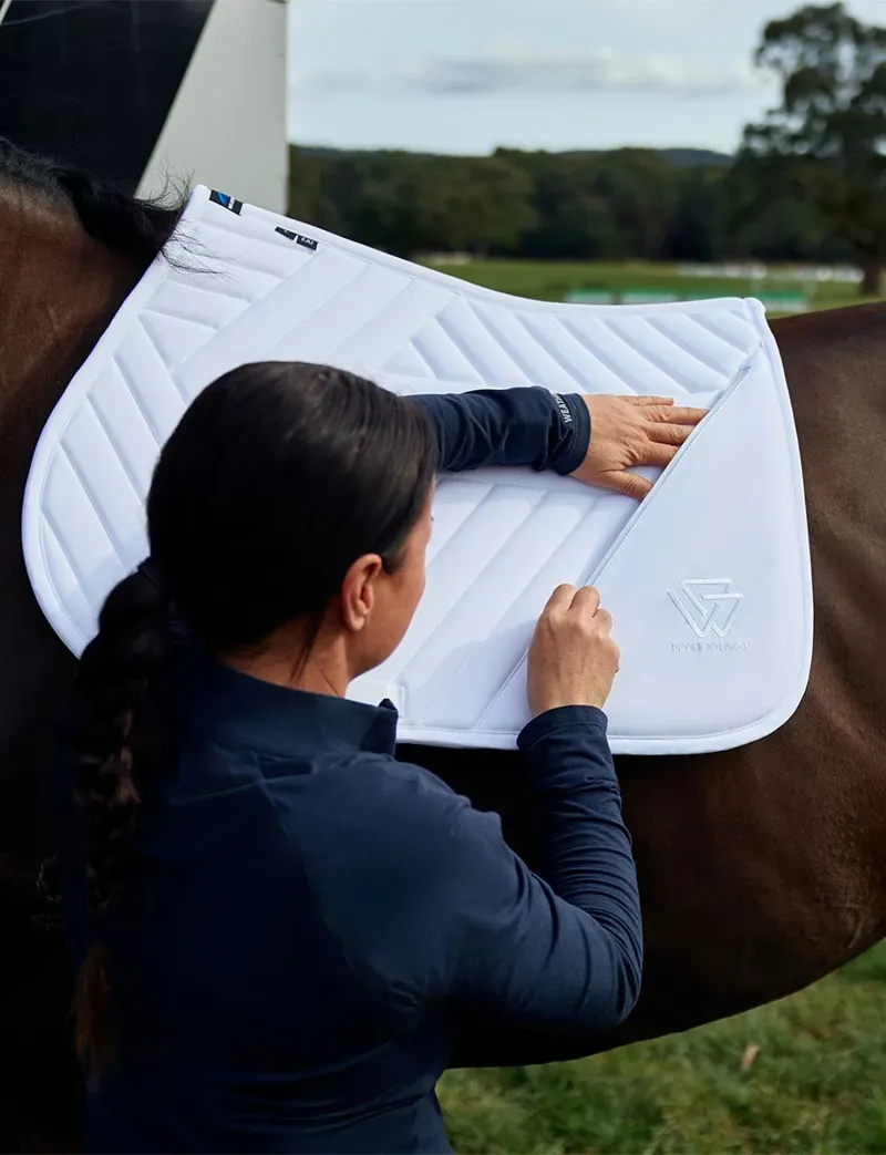 WeatherBeeta Softshell Pro Grip Euro Jump Saddle Pad - White-4