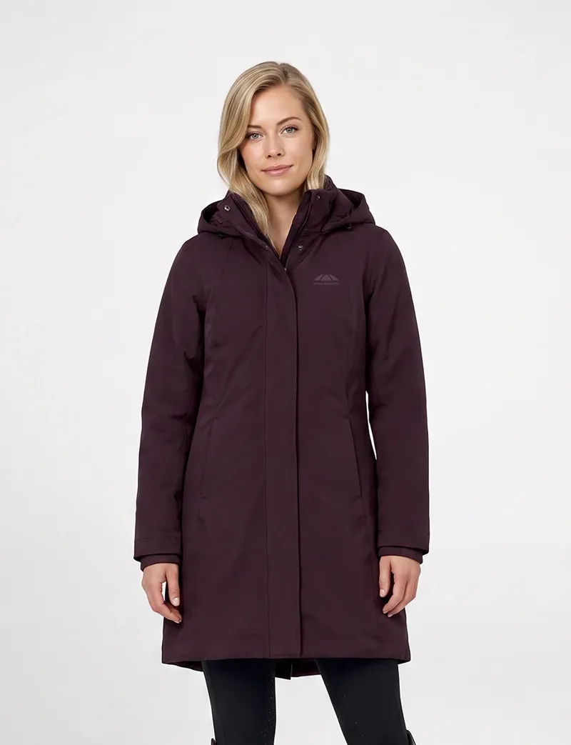 WeatherBeeta Ladies All Purpose Waterproof Insulated Longline Riding Jacket - Blackberry