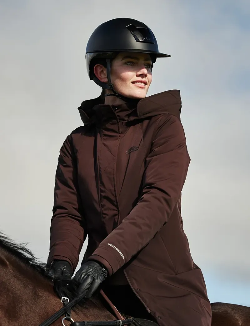 WeatherBeeta Ladies All Purpose Waterproof Insulated Longline Riding Jacket - Espresso-1