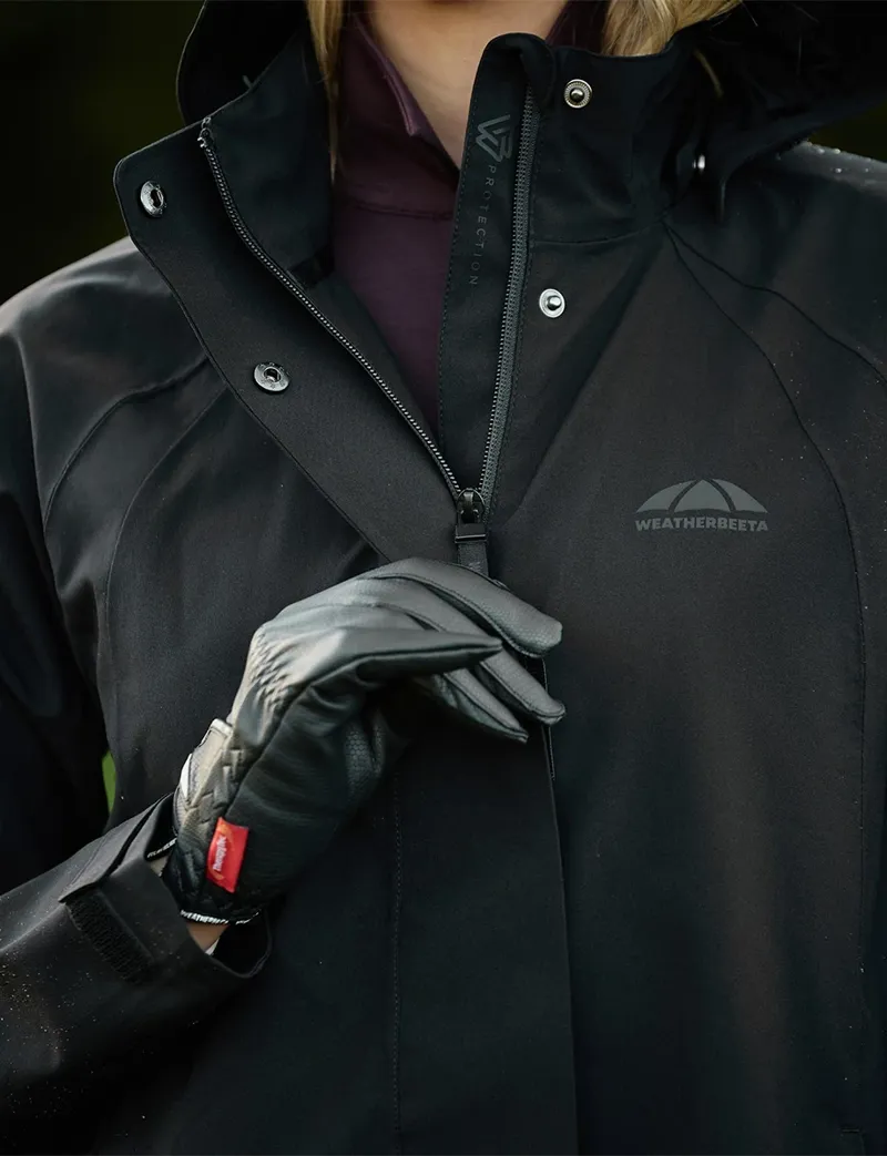 WeatherBeeta Ladies Windbreaker Reflective Longline Riding Jacket - Black-4