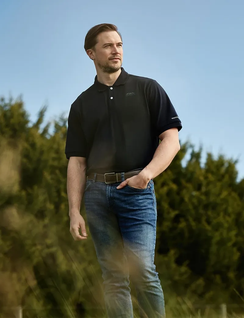WeatherBeeta Men's Cotton Pique Short Sleeve Polo - Navy-6