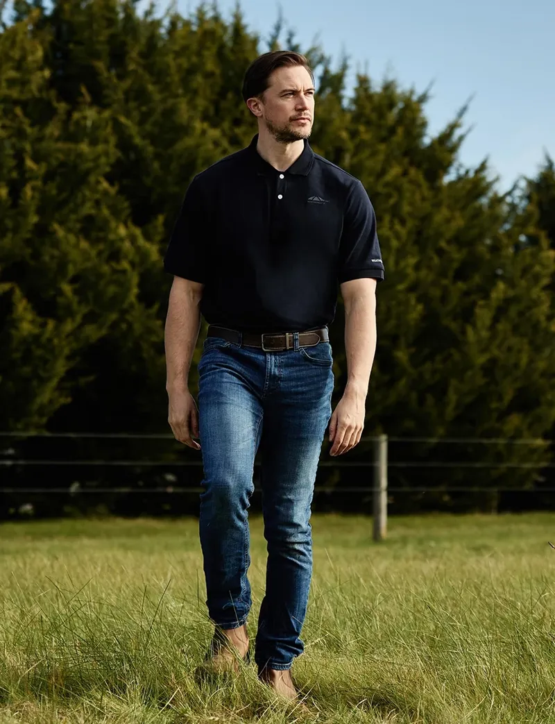 WeatherBeeta Men's Cotton Pique Short Sleeve Polo - Navy-7