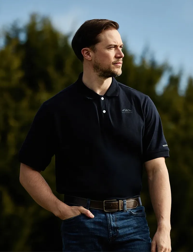 WeatherBeeta Men's Cotton Pique Short Sleeve Polo - Navy-8