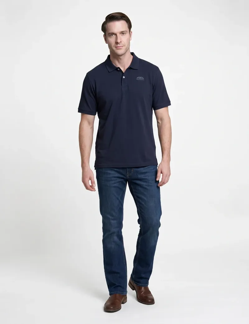 WeatherBeeta Men's Cotton Pique Short Sleeve Polo - Navy