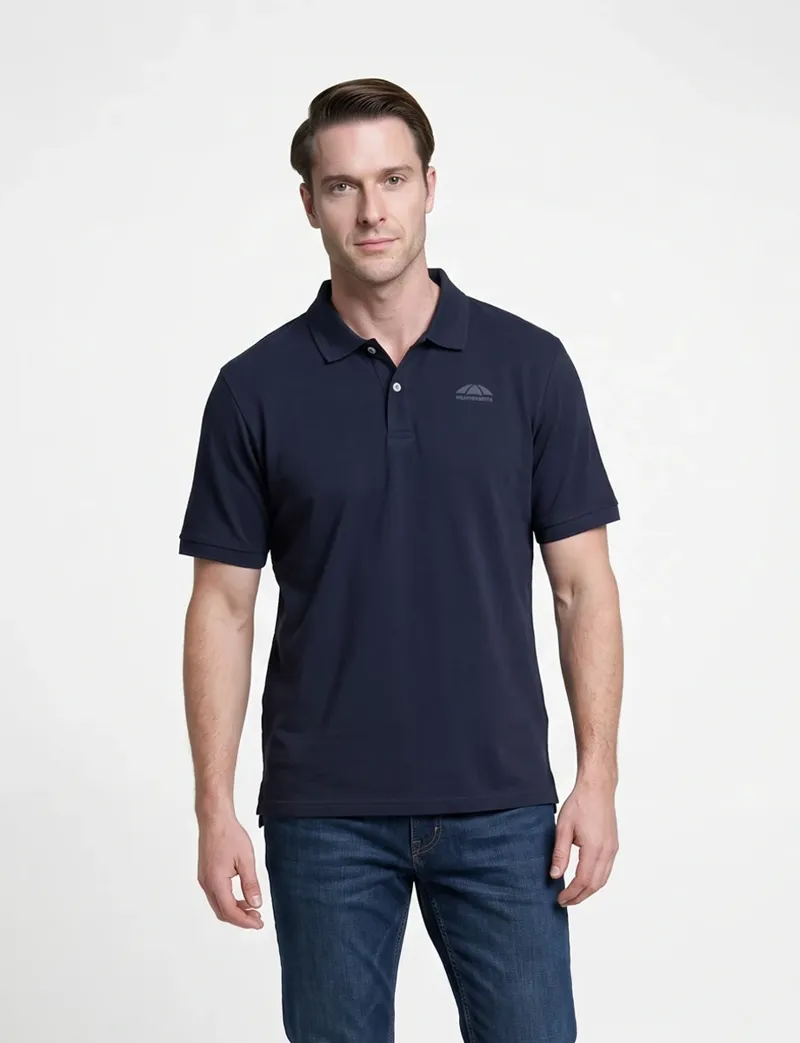 WeatherBeeta Men's Cotton Pique Short Sleeve Polo - Navy-1