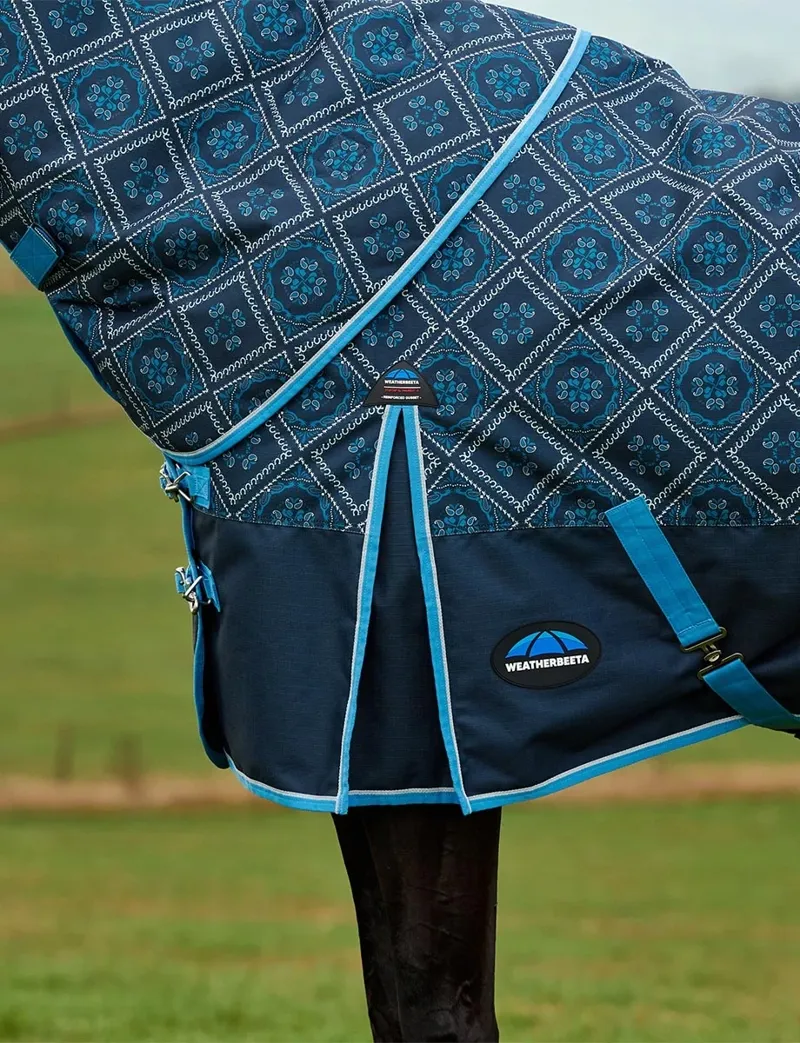 WeatherBeeta ComFiTec Heritage 220g Turnout Rug Detach-A-Neck - Paisley Print-4