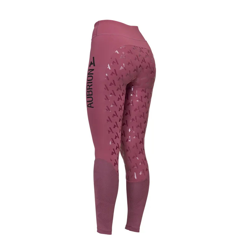 Shires Aubrion React Ladies Rythm Riding Tights - Mauve-3